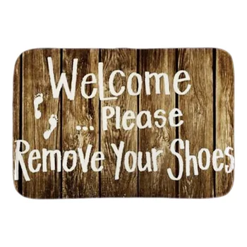 

Home Entrance Doormat Welcome Please Remove Your Shoes In Wooden Door Mats Indoor Outdoor Bathroom Floor Mat Short Plush Fabric