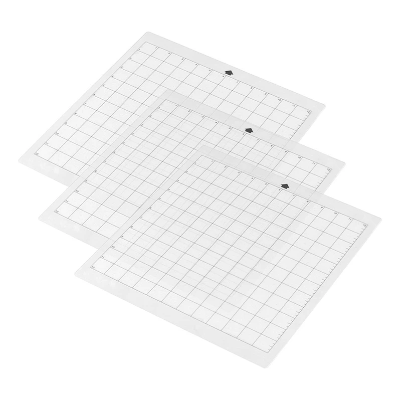 3Pcs Replacement Cutting Mat Transparent Adhesive Mat With Measuring Grid 8 By 12-Inch For Silhouette Cameo Plotter Machine