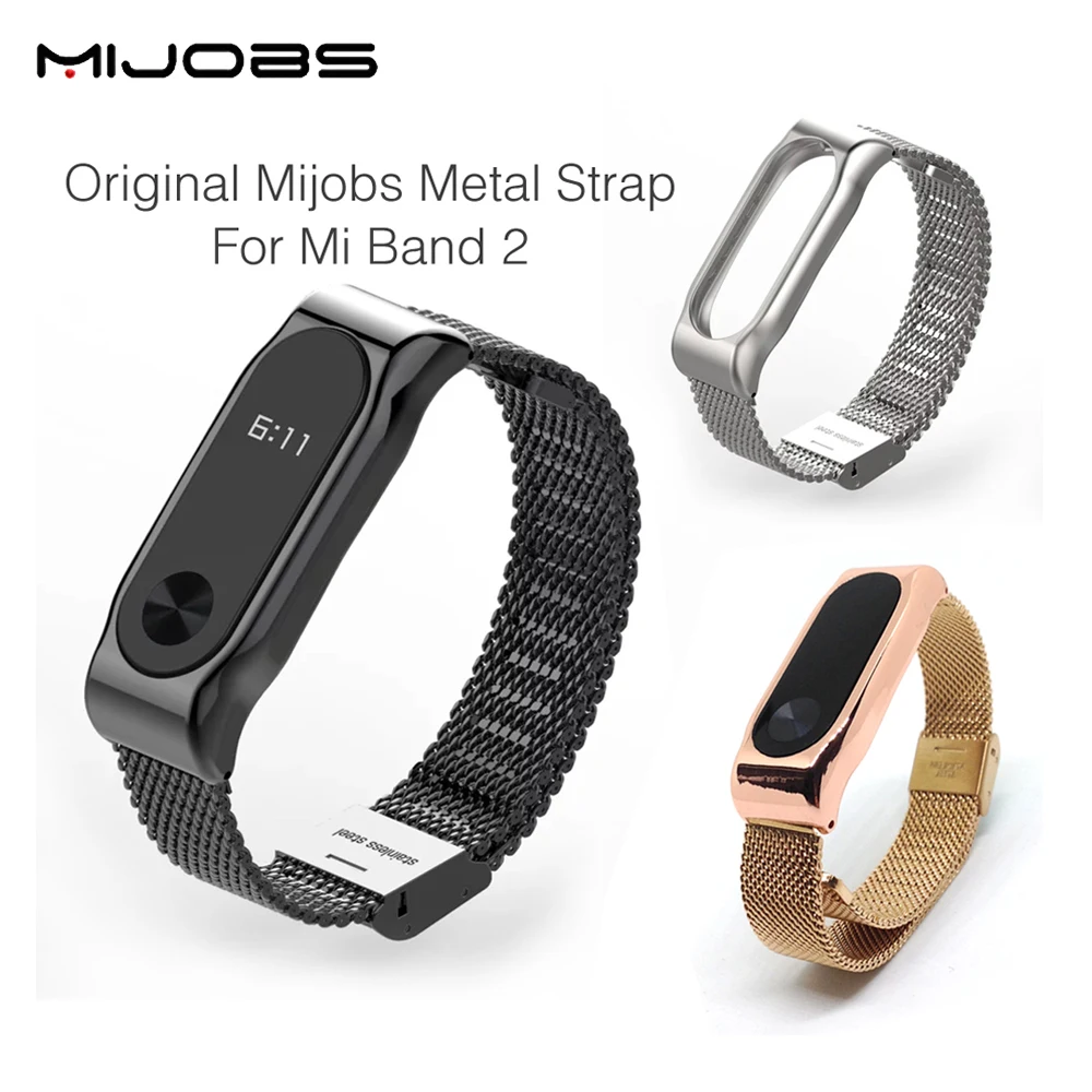 Оригинальный металлический ремешок Mijobs для браслетов MiBand 2 браслет из