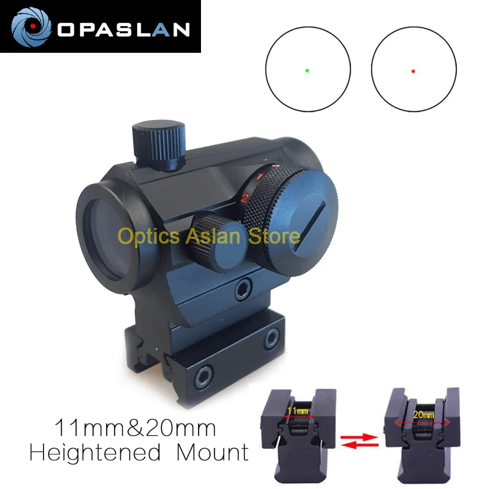 

Hunting Rifle Red Dot Scope Tactical Holographic Red Green Dot Sight Scope 11mm & 20mm Swappable Heightened Rail Mount