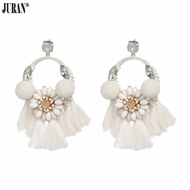 

JURAN Cotton Drops Rhinestone Earrings Wedding Earring Big Earring Dangle Fashion Bohemian Large Long Brinco Ear Oorbellen