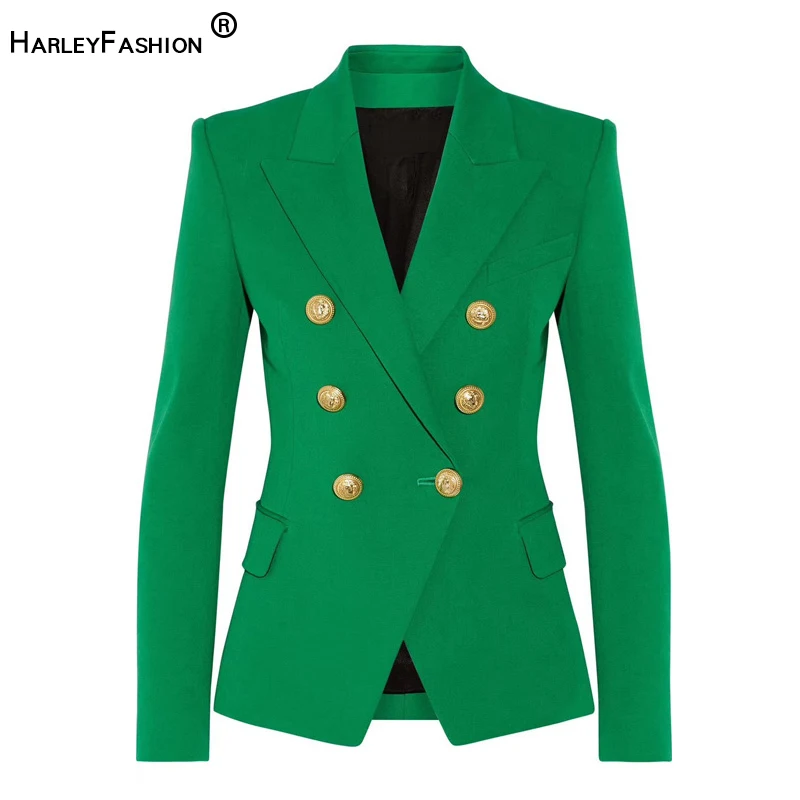 HarleyFashion Classic Design Women Elegant Style Casual Blazers Solid Color Slim Autumn Green Blazer High Quality Plus Size