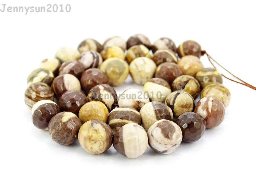 

Natural Brown Zebra Gems Stones 10mm Faceted Round Spacer Loose Beads 15'' Strand for Jewelry Making Crafts 5 Strands/Pack