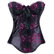 Floral Embroidery Underwire Cups Corset Overbust Lolita Style Women Bustier Tops Gotico Espartilho Body Shaper
