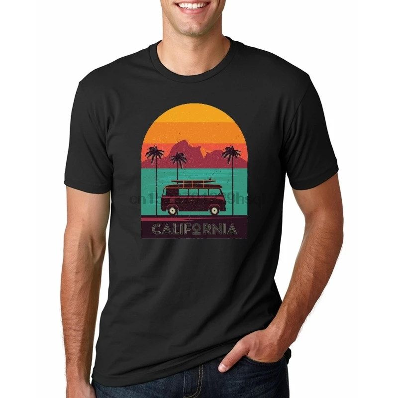 

2019 Summer Style Fashion Sunset Van MenS T Shirt Beach Camps German Car Combi Bus Surfs Tee Shirt