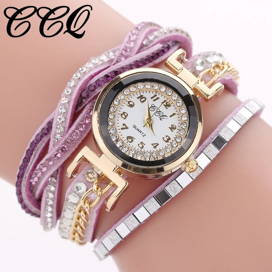Новый CCQ бренд Модные женские туфли со стразами браслет часы роскошные золотые Для женщин Дамы Кварцевые наручные часы Relogio Feminino