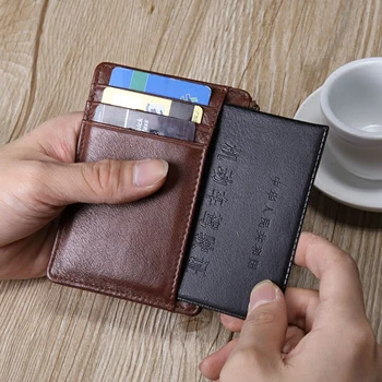 

Brand Genuine Leather Card Holder 2017 New Original Handmade Men's Wallets Leather Card Holders Mini Wallet Case Simple Card Set