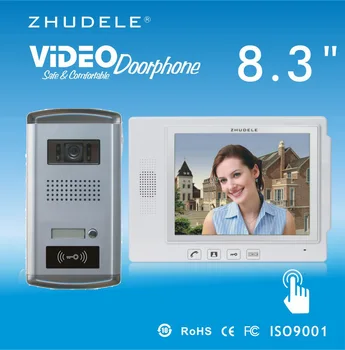 

ZHUDELE Top Quality 8.3"Video Door Phone Touch Key Doorbell&IR HD Home Security CCD Camera w/t ID Card unlocking 1V1 Intercom