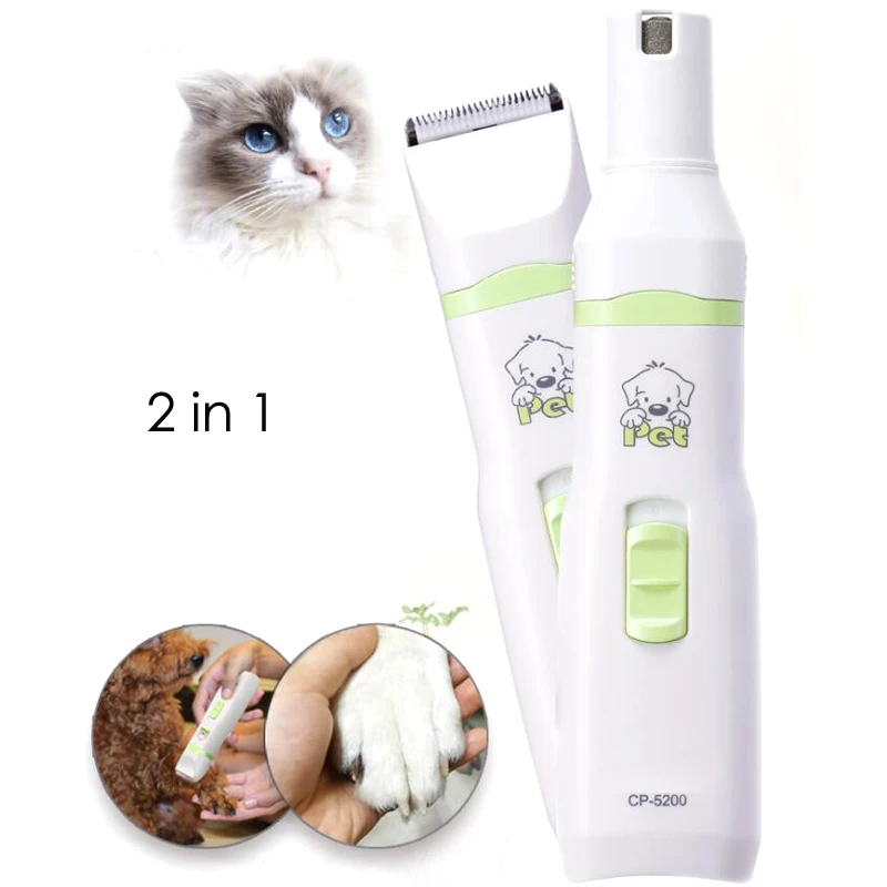 

CP-5200 2 in 1 Pet Dog Cat Hair Trimmer Paw Nail Grinder Grooming Clippers Nail Cutter Hair Cutting Machine