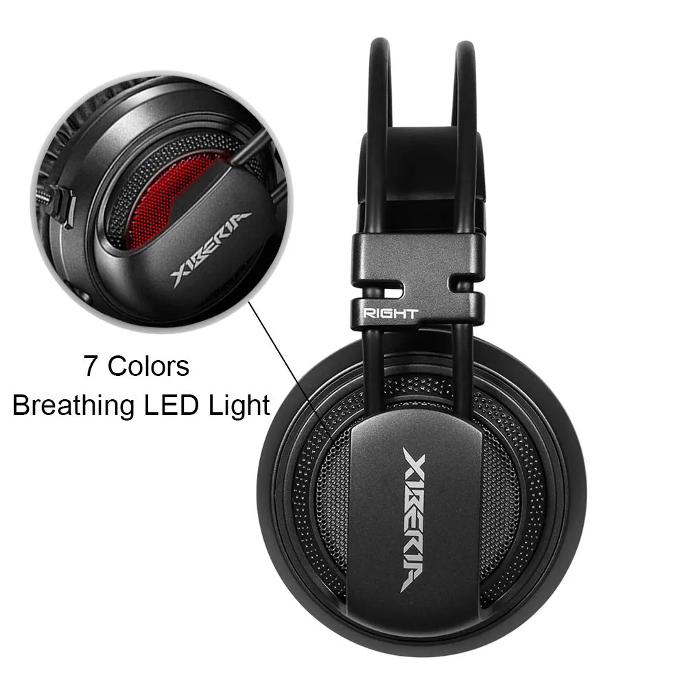 XIBERIA V10 PC Gamer Gaming Headset Casque with Microphone LED Lights Stereo Heavy Bass Game Headphones for Computer Game (3)