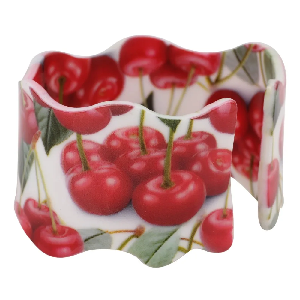 NEWEI сладкий акриловые Cherry узор широкие браслеты на запястье новости моды Фрукты