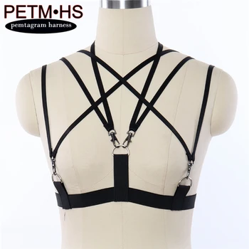 

Black Harness belt sexy Soft Sling adjustable Elastic Strappy Soft Tops Bustier Bondage Gothic Exotic Burlesque dance wear bra