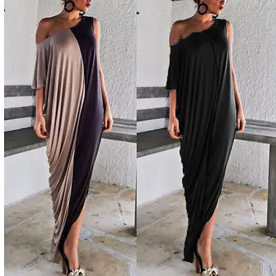 

Sexy Women Summer Long Maxi BOHO Evening Party Dress Slash Neck Dress Loose Beach Dresses Sundress