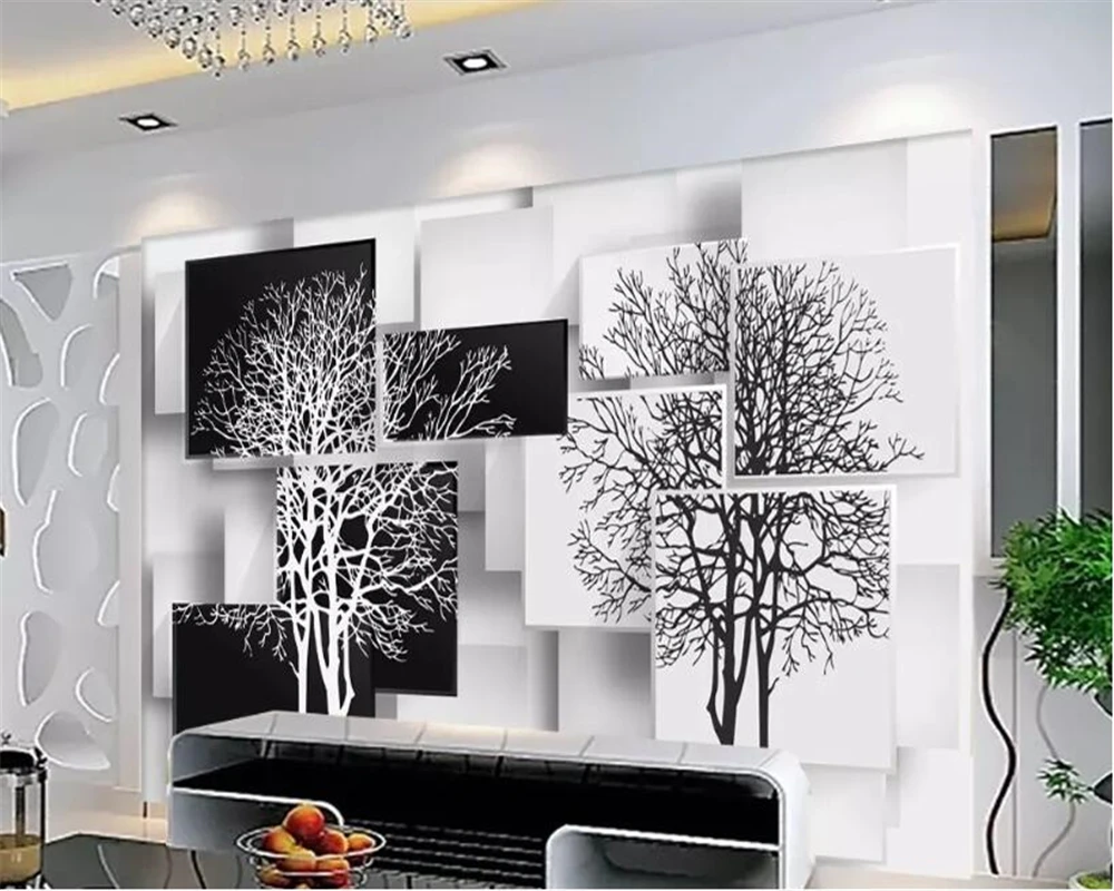 

beibehang wallpaper for walls 3 d behang Photo wallpaper simple black and white tree 3D TV background wall papier peint mural 3d