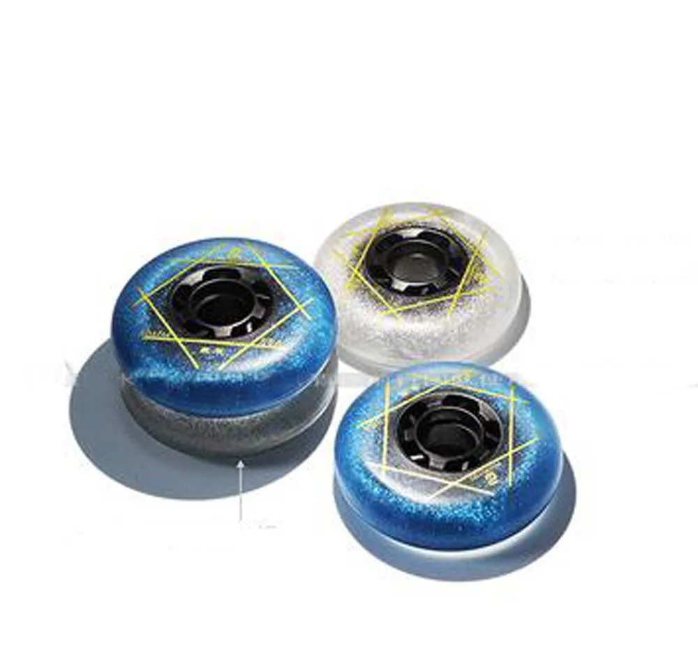 

88A Hardness Wheel Pulley Adult Brake Wear Flint Roller Skates Flat Brush Street Spark Wheel Starry Blue 76mm