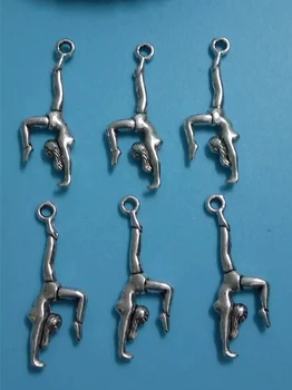 

Gymnastics Female Athletes Fashion Jewelry Vintage Charm pendant bracelet&Necklace Jewelry Making Accessories 100pcs X10
