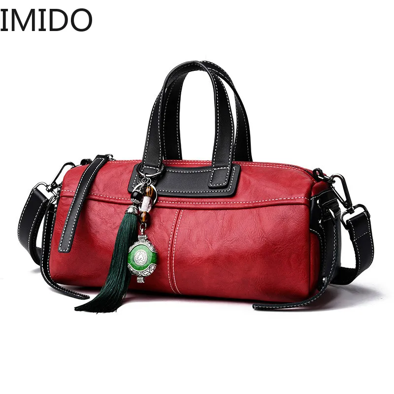 

IMIDO 2019 New Fashion PU Women Bag Autumn Women Shoulder Bags Bowling Designer Handbags High Quality Famous Brands Tote Bag