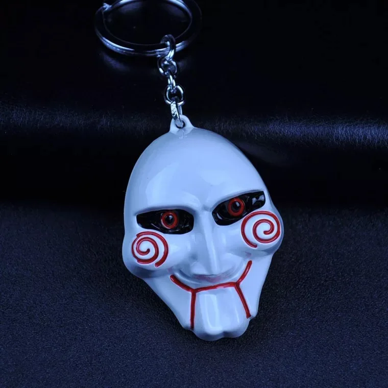 

Movie Saw Mask Keychain Film Bag Keychians Classic Metal Gifts For Kids Fans