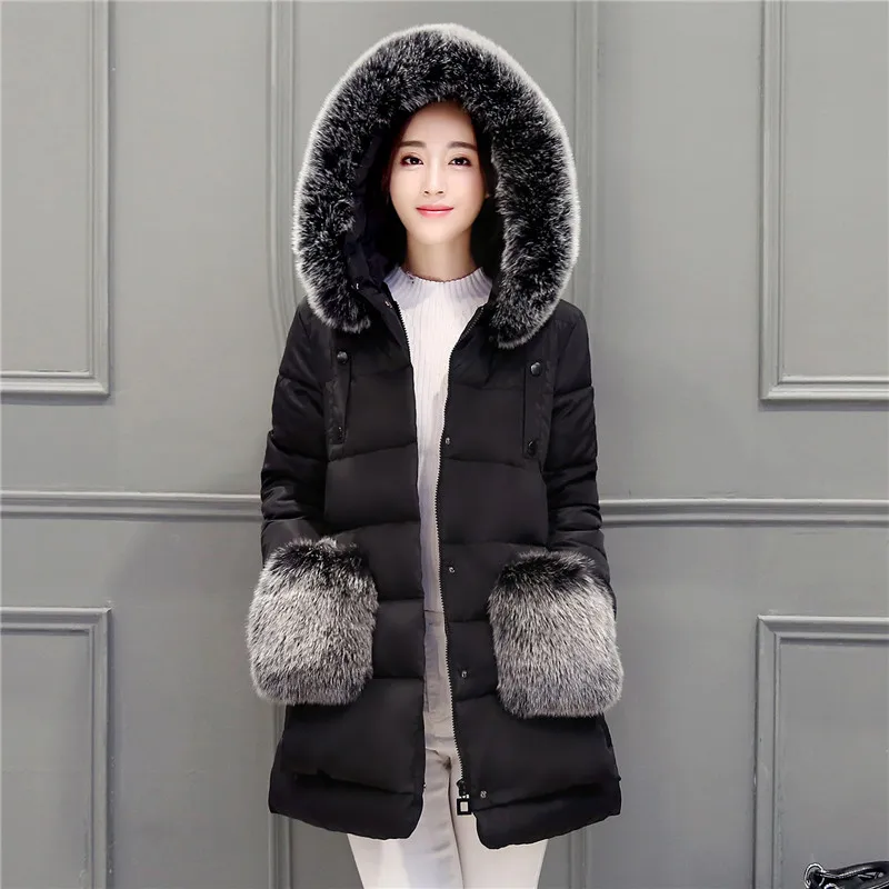 

Winter Jacket Women 2017 Women Winter Coat ParkaWomens Fur Hooded & Pocket Duck Women Loose Long Parkas Coat