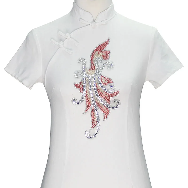 1piece Floral Beads Crystal Hotfix Applique Iron on Rhinestones Patches