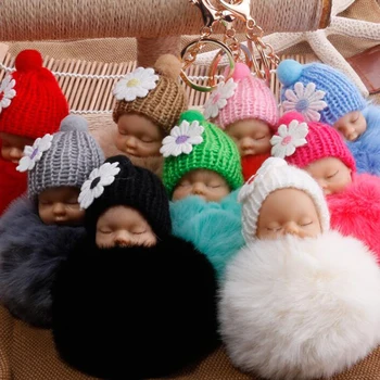 

Kawaii Cute Baby Kid Flush Doll Soft Fluff Small Gift Present Keychain Key Ring Decoration Car Decoration for Women/ Girl's Bag