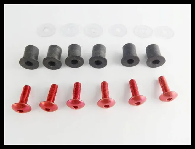 

Freeshipping Red WindScreen Windshield Wellnuts Bolts fitting For Yamaha Honda Kawasaki Suzuki