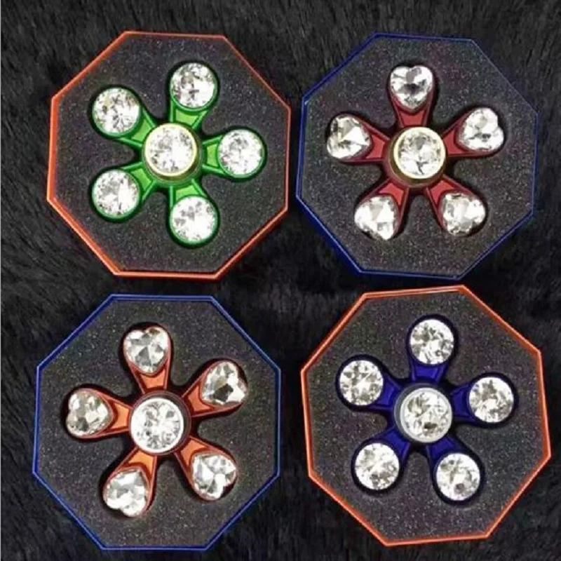 Diamond Flower аутизма и СДВГ Дети/взрослых ручной Spinner Bling высокого Скорость вращения длинные руки Spinner творческий день рождения подарок