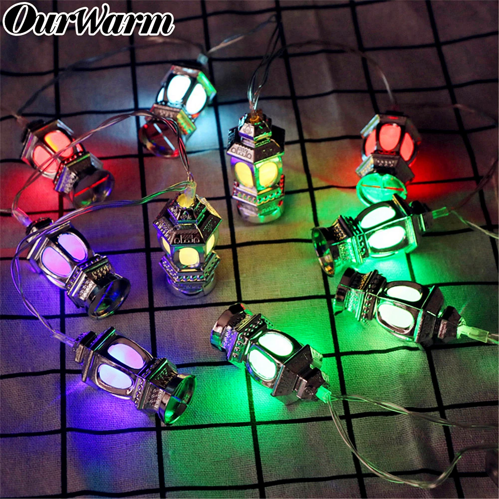 

OurWarm Happy Ramadan Kareem Led Light String Sliver Gold Temple Battery Powered Muslim Islam EID Mubarak Home Party Decoration