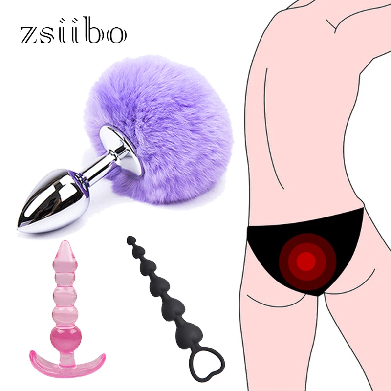 Value Meal 3 Jelly Silicone Anal Plug+Metal Anal Erotic Butt Plugs+Anal Beads Butt Plug Dilator Sex Toys  For Men&women QQTZ09