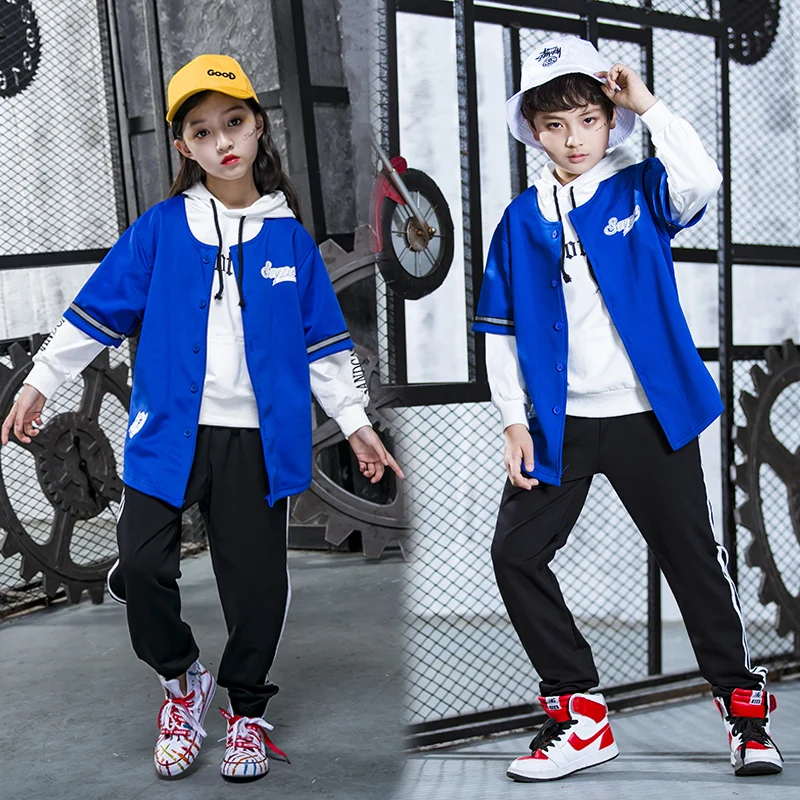 

2019 New Childrens Street Dance Suit For Girls Hip Hop Jazz Dance Performance Boys Hiphop Costume Spring And Autumn Suit