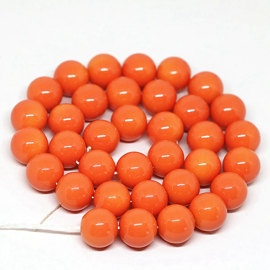 

Fashion high quality orange baking paint glass round loose beads 4,6,8,10,12,14mm women hot sale jewelry making 15inch B1628