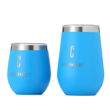 LC 8oz/12oz stemless stainless steel wine tumbler vacuum insulated wine glass tumbler egg shaped mug