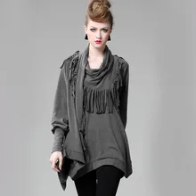 Модные женские хлопковые топы рубашки с свободный шарф пуловер трикотажная рубашка Осень Зима Толстый Пуловер Свободный Тип асимметричный подол