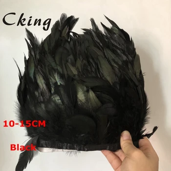 

Good 10Meters 10-15cm 4-6inch Cock Feathers Trim Cloth Sideband Chicken Pheasant Feather Trims Clothing Wedding Feather Ribbon