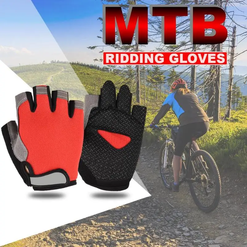 

Men Women Half Finger Gloves Cycling Anti-Slip Sunscreen Breathable Mesh Outdoor Riding Sports Glove thin section New