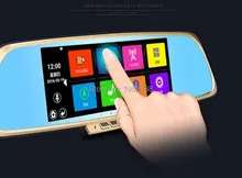 7.0″ IPS Touch Android 4.4 ROM 16GB FHD1080P dash camera parking car dvrs Rearview mirror video recorder Car DVR Dual Camera GPS