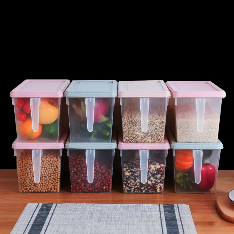 

4PCS 5L Organizer Food Container Refrigerator Storage Boxes Transparent PP Storage Box Grains Beans Storage Contain Sealed