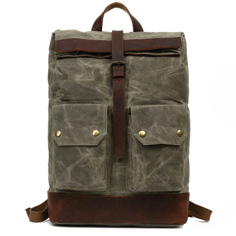 Модная Холщовая Сумка для ноутбука 15," Рюкзак масло воск холст кожа досуг дорожная сумка