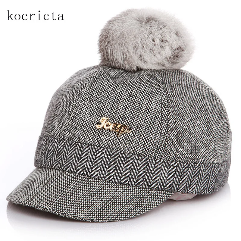 

Toddler Baby Winter Baseball Cap Kids Boys Girls Pompom Felt Hat Caps Children Visor