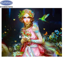 Фото на заказ, алмазная живопись мультфильм фея эльф наборы для вышивки крестиком 5D полная квадратная Круглая Мозаика Алмазная вышивка, девушка живопись