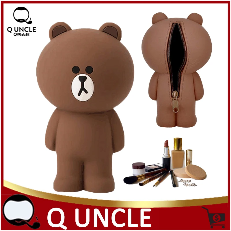 

Q UNCLE Cartoon Pencil Case Makeup Brush Cute Waterproof Makeup Storage Pounch Pencil Bag Stationery Gift