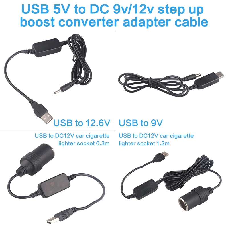 

USB 5V power boost cable to DC 9V 12V 12.6V step up cable cord USB to 12V Cigrarette lighter female socket Step Up Cable