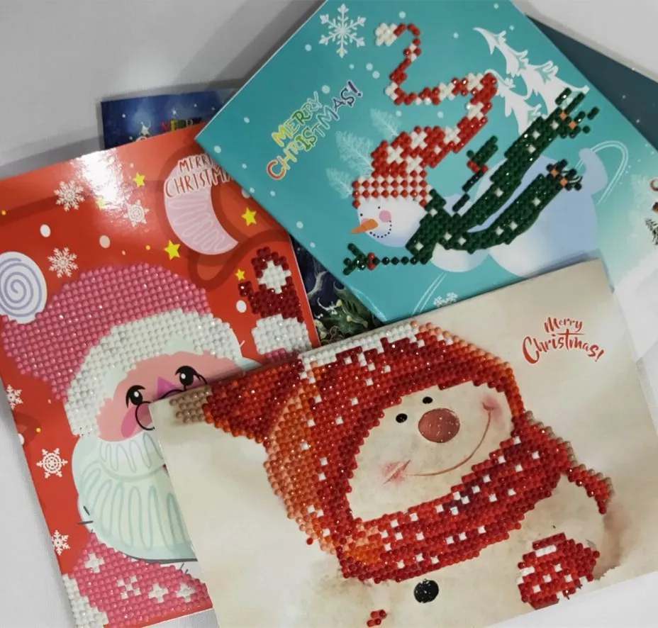 

8 Type 5D Diamond Painting Set DIY Christmas Greeting Cards New Year Xmas Gift Small Santa Claus Snowman Festival Greet Cards