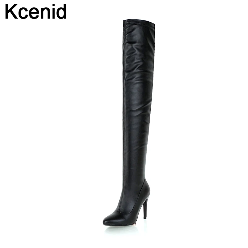 Chaussures Cuir Chaud Femme Kcenid Noir Hauts Bottes En Dames Pu Éclair Sur Taille 33 Noir D'hiver Genou Talons D'équitation blanc Partie Fermeture Le De 48 Grande yYfb7g6