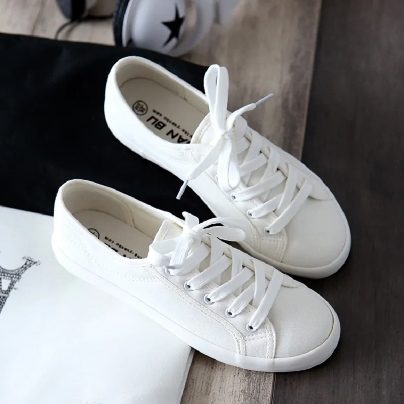 Star Style Canvas Sneakers Women Casual Shoes White Star Style Canvas Sneakers Women Casual Shoes White Vulcanized Lace Up Flat Trainers Las Outdoor In S Vulcanize