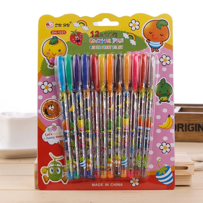 12 colors / lot Fruit Series flash pen flash creative student