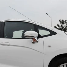 Accesorios para honda fit jazz 2014 2015 abs chrome trasera espejo titular pilar puerta lateral retrovisor espejo marcos de protección 4 unids