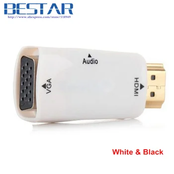 

White & Black HDMI to VGA output Video adapter with 3.5mm Audio cable For Apple TV & projector & monitor VGA HDMI converter