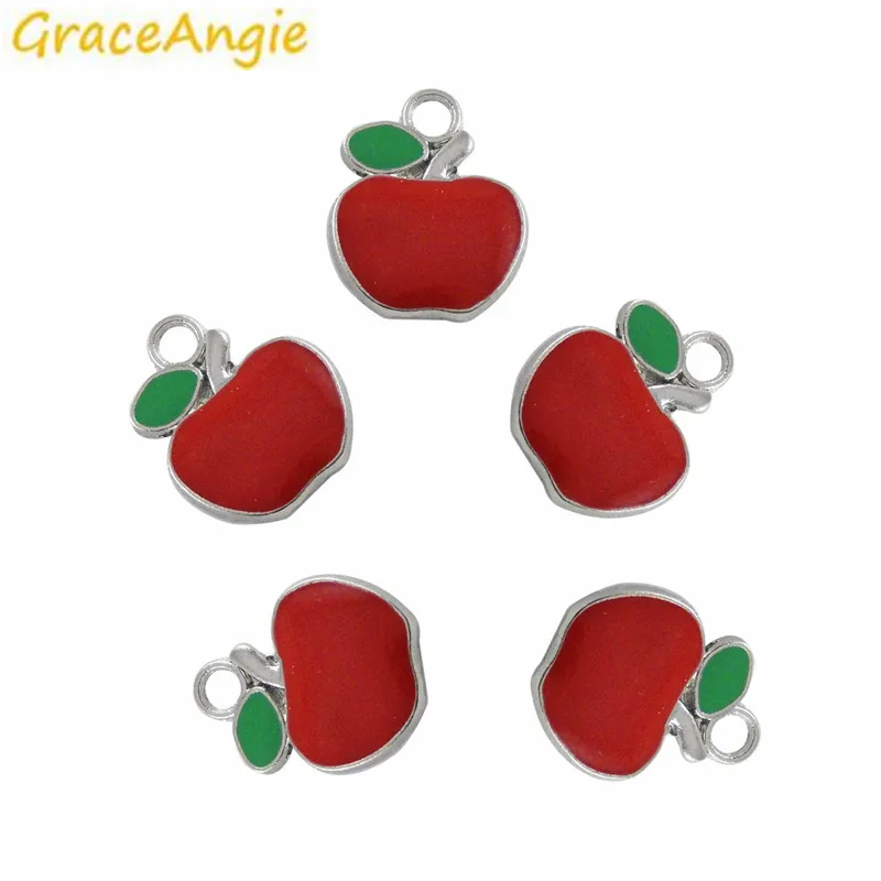 

GraceAngie 20PCS Women DIY Metal Alloy Enamel Red Apple Shape Pendant Charms Jewelry DIY Necklace Findings HandiCrafts Accessory