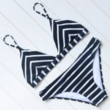 Bikini Striped Bikini Set 2018 Women Sexy Push Up Swimsuit Low Waist Swimwear Halter Bandage Swimming Suit Summer Bathing Suit